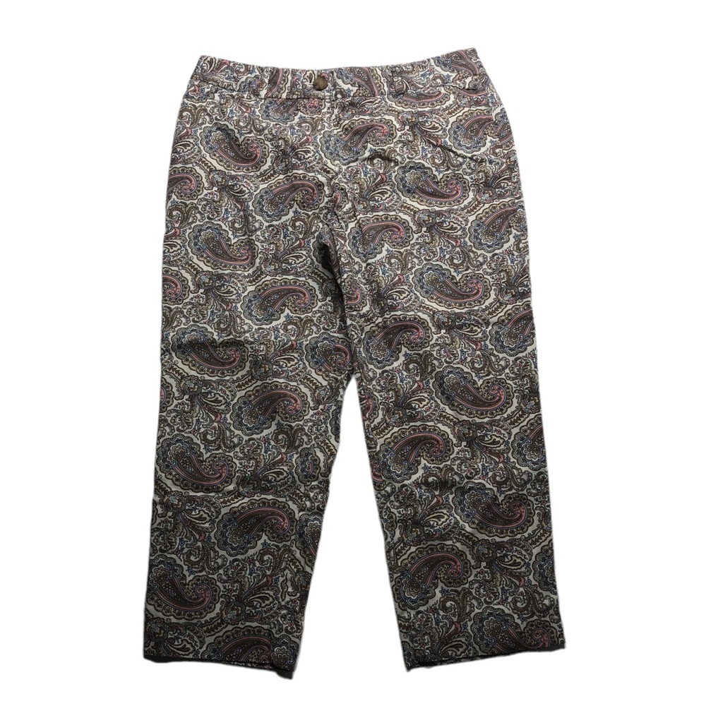 Talbots Petites Paisley Mid Rise Stretch The Perfect Crop Pants - Picture 2 of 12